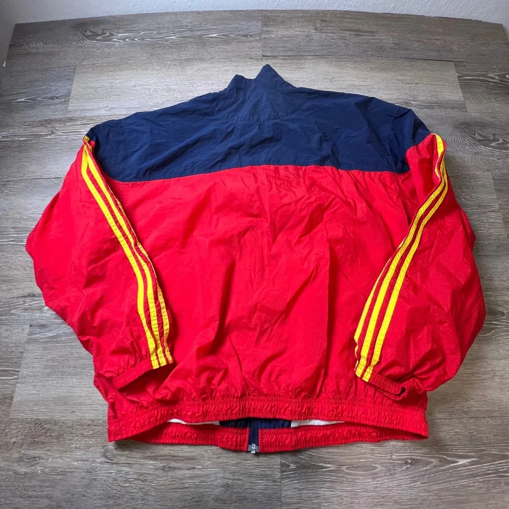 Adidas Windbreaker Mens XL Red Navy Blue Vintage Colorblock Full Zip Jacket